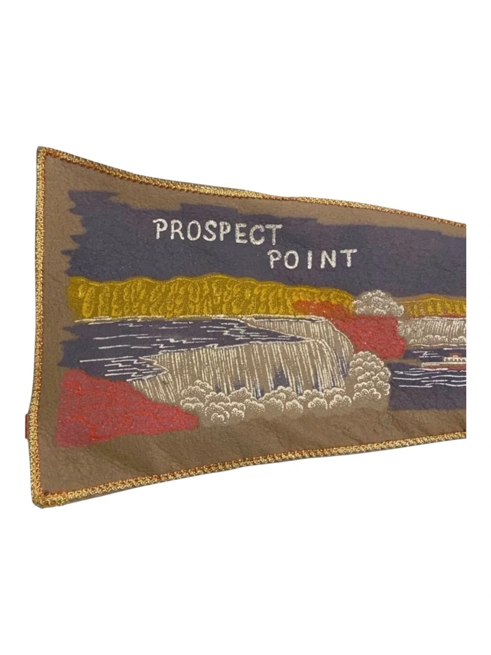Vintage Felt Niagara Falls & Hoover Dam Souvenir Pennant  - Red, Gray